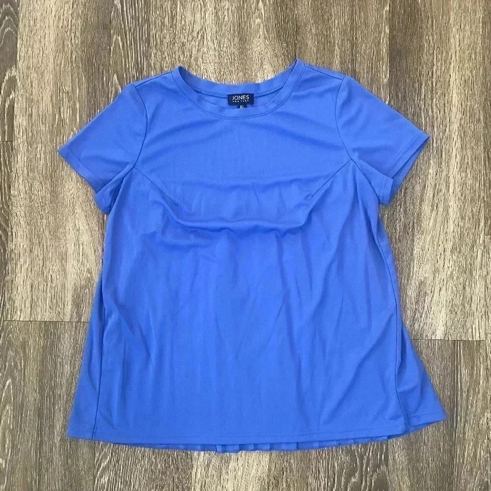 Womens Jones New York Blue Pleated Back Blouse - S